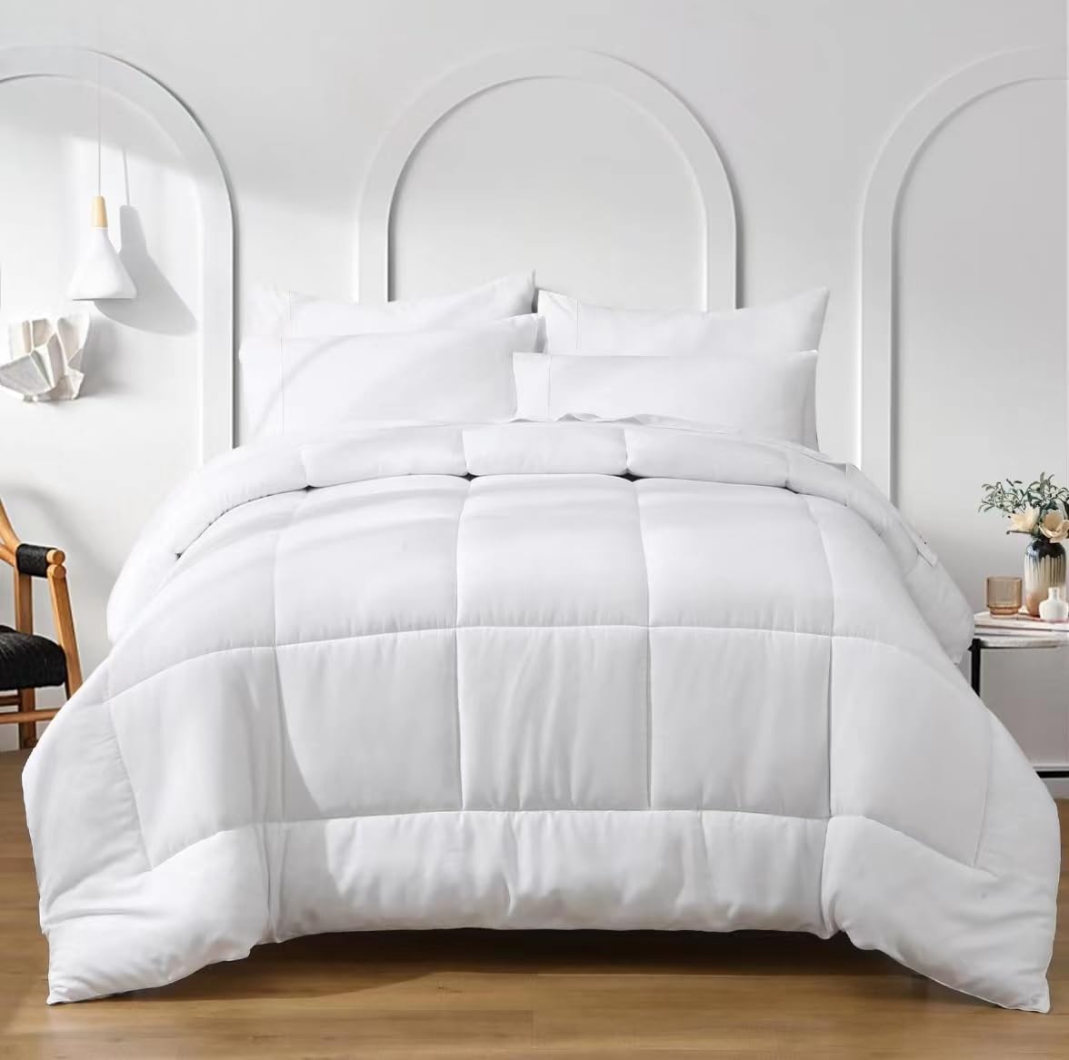 Sdiii 3Pcs White King Comforter Set, Bed In A Bag White Comforter King, Warm In Winter, Soft King Size White Comforter On Amazon